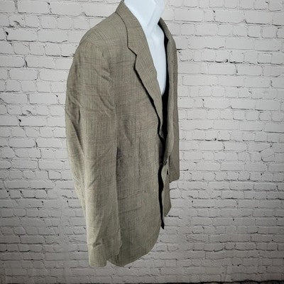 VTG Briar Brown Wool Check Premier Edition Blazer Sport Coat USA Made Size 40R