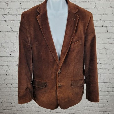 Kebello Mathusalem Brown Wool Blend Velvet Blazer Sport Coat Size 52 US 42