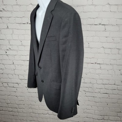 Kenneth Cole Grey Minitex Wool 2 Button Notch Blazer Sport Coat 40L MSRP $650