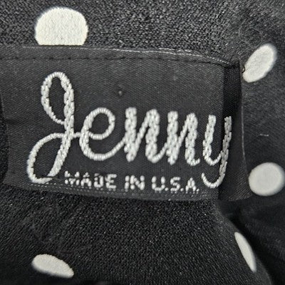 Jenny Black Polka Dot Puff 3/4 Sleeve Unlined Stretch Blouson Midi Dress USA 3X