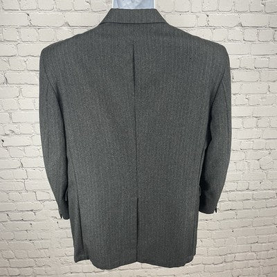 VTG Botany 500 Grey Pinstriped 2 Button Vent Blazer Sport Coat USA Made Size 41S