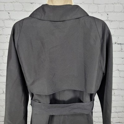 Caara Black Double Breasted Buttoned Belted Lightweight Trench Pea Coat Small S