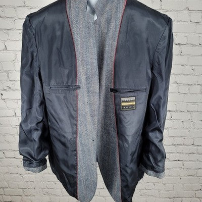 VTG Haggar Imperial Blue Herringbone Gentleman's Fit Blazer USA Made Size 44