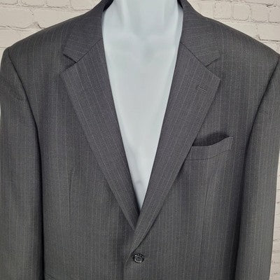 Jos A Bank Black 100% Wool Pinstriped 2 Button Notch Blazer Sport Coat 44L