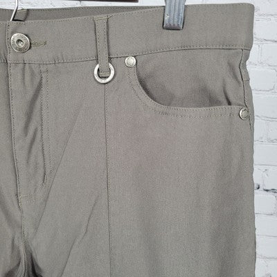 Ur Rebel Green Grey High Rise Lightweight Stretch Straight Pants Size 16 (34x31)