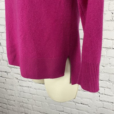Halogen Pink Fuchsia 100% Cashmere Knit Pullover Crew Neck Sweater Petite XS