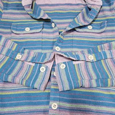 The Nutter Multicolor Striped Shacket Button Up Point Collar Shirt USA Large L
