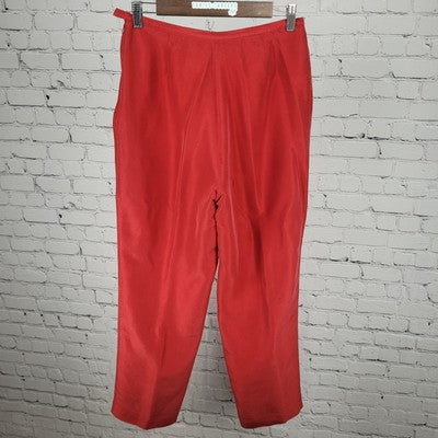 VTG Bice Red Silk High Rise Lined Lightweight Zip Closure Pants Size 10 (27x28)