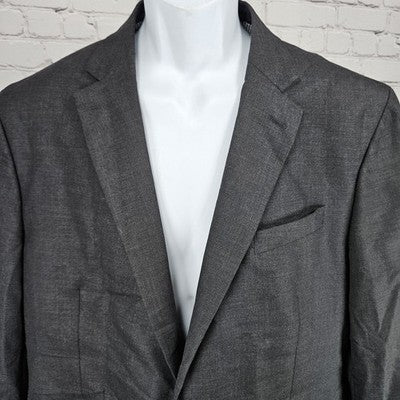 Stafford Grey 100% Wool 2 Button Single Vented Notch Blazer Sport Coat 46R
