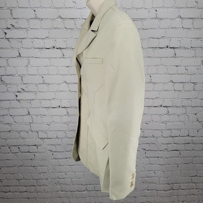Avenue Beige 3 Button Single Vented Peak Blazer Jacket Size Large L