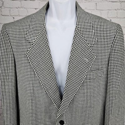 Sor Hazir Giyim Black White Houndstooth 2 Button Notch Blazer Sport Coat 43
