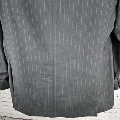 Chaps Black 100% Wool Pinstriped 3 Button Vented Notch Blazer Sport Coat 42R