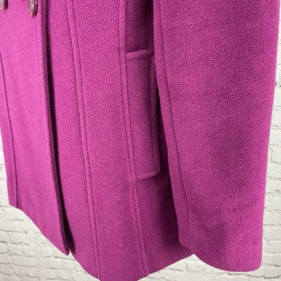 Steve Madden Purple Wool Blend Buttoned Vented Pea Coat Pockets Size Small S