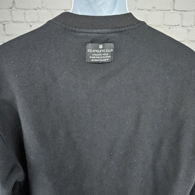 Ice Athletic Club Black 100% Cotton Crewneck Logo Pullover Sweatshirt Large L