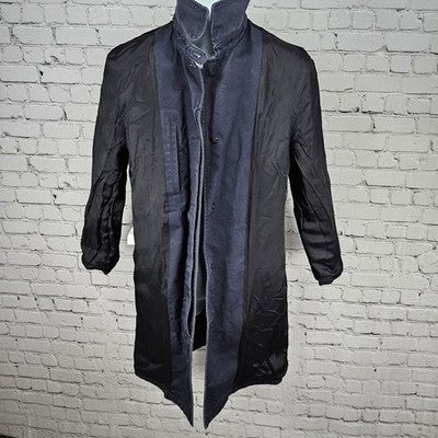 A.P.C. Rue Madame Paris Navy 100% Cotton Twill Button Lined Long Coat XS *bleach