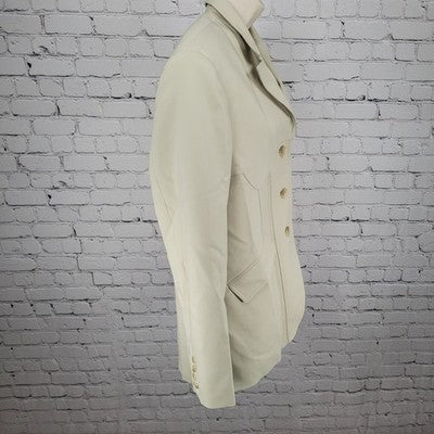 Avenue Beige 3 Button Single Vented Peak Blazer Jacket Size Large L