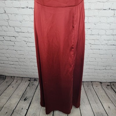 Azazie Red Strappy Backless Side Slit Maxi Bridesmaids Formal Long Dress A6