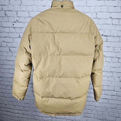 VTG Windbreaker Tan Down Fine Feather Insulated Snap Puffer Jacket M *zipper