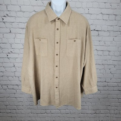 Alaska 1959 Wilderness Gear Beige Cotton Lightweight Flannel Herringbone Top XXL