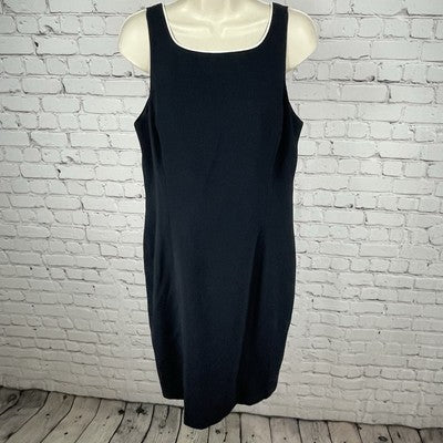 Rena Rowan Saville Black Sleeveless Square Neck Zipped Lined Shift Dress Size 10