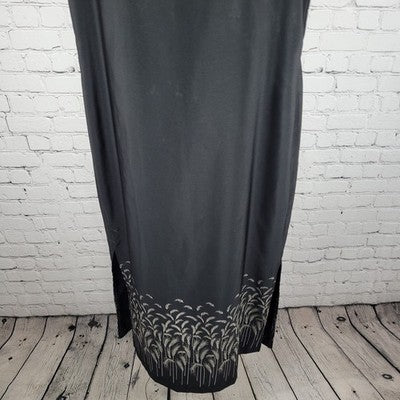 VTG Courtenay Black Sleeveless Wheat Grass Side Slits Unlined Shift Dress 14