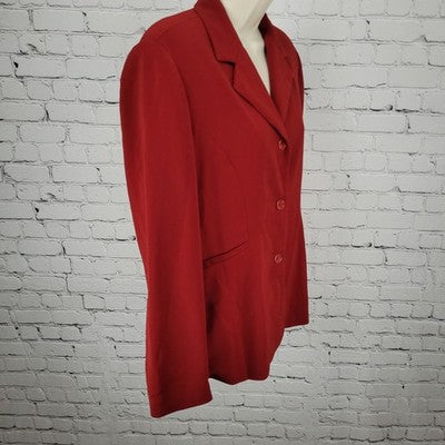 VTG San Louis Red Buttoned Lined Notch Blazer Suit Jacket USA Made Size 10
