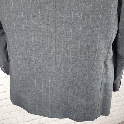 Jack English Grey 100% Wool Pinstriped 2 Button Ventless Blazer Sport Coat 42L