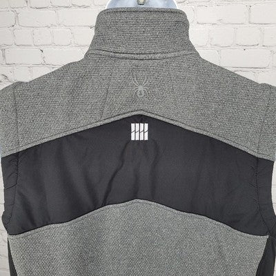 The Smart Factory Spyder Grey Black Full Zip Stand Up Collar Vest Gilet Medium M