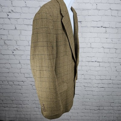 VTG Austin Reed Brown Houndstooth 2 Button Vented Notch Blazer Sport Coat US 44R