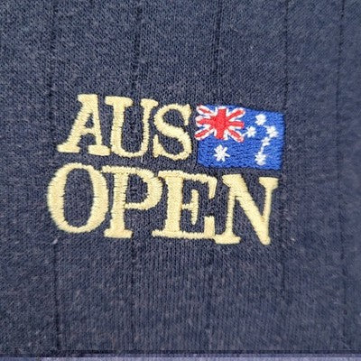 VTG Australian Open Navy Embroidered Logo V Neck Sweatshirt Vest Small S