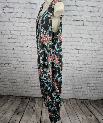 VTG Mainberry Inc Los Angeles Multicolor Floral Sleeveless Tapered Jumpsuit US L