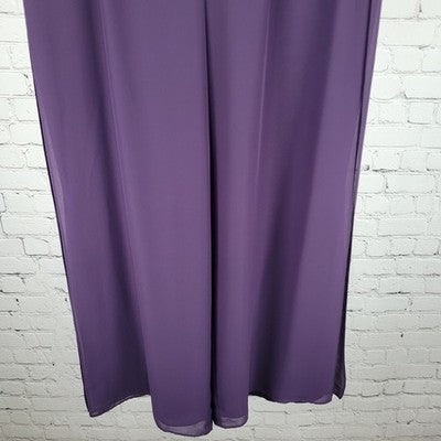 Coldwater Creek Purple High Rise Wide Leg Side Slits Pants Petite 12P (34x27)