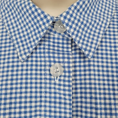 VTG On The Verge Blue Check Button Up Short Sleeve Shirt Top USA Made Size Large