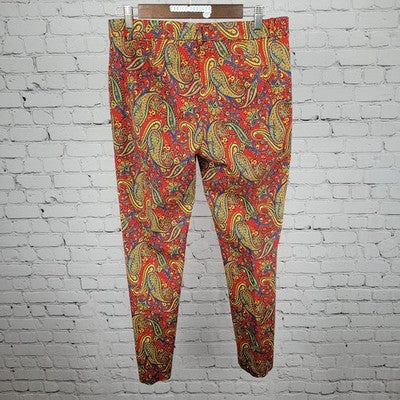 Lauren Ralph Lauren Multicolor Paisley Stretch Mid Rise Tapered Pants 8 (31x29)