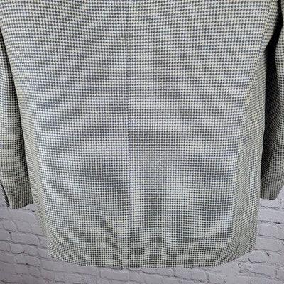 The Texas Clothier Blue Beige Silk Wool Check 2 Button Blazer Sport Coat 41R