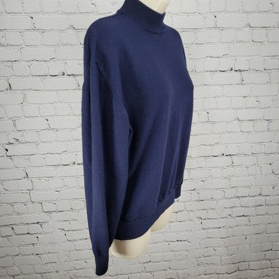 Tricots St Raphael Navy Merino Wool Silk Cashmere Sweater Italy Made Size XL