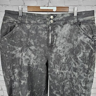 Soft Surroundings Grey Tie Dye Embroidered Rhinestone High Rise Jeans 18 (38x29)