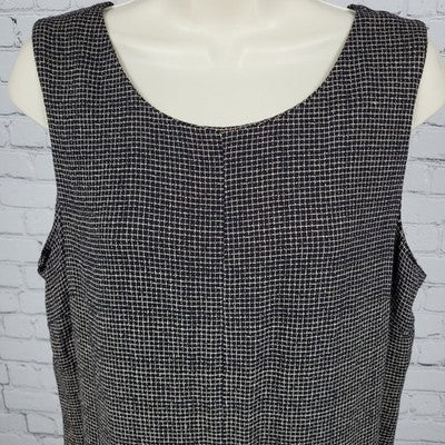 VTG Perceptions Black Check Unlined Sleeveless Dress Size USA Made Size 14P