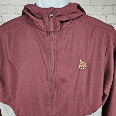 Texas State University Bobcats Maroon Logo 1/2 Zip Windbreaker Jacket Small S