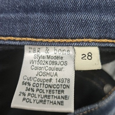 Rag & Bone Joshua Blue Skinny Low Rise Medium Wash Stretch Jeans USA 28 (28x30)
