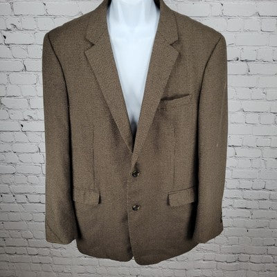 Andrew Fezza Brown Houndstooth Cary 2 Button Vented Blazer Sport Coat Size 46L