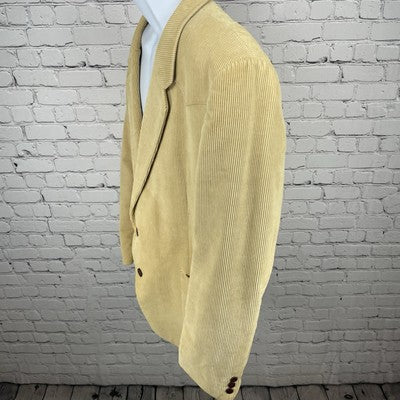 Richman Tan Corduroy 2 Button Vented Blazer Sport Coat Poland Made Size 46L