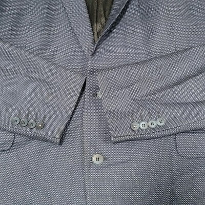 Strellson Blue 100% Wool Alecc Slim Fit Birds Eye Blazer Sport Coat 56 US 46