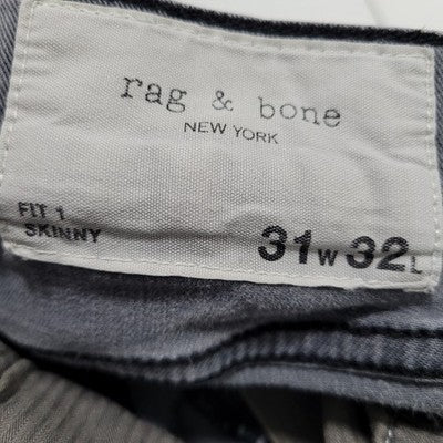 Rag & Bone Distressed Shadow Grey Fit 1 Skinny Stretch Denim Jeans 31 (30x31)