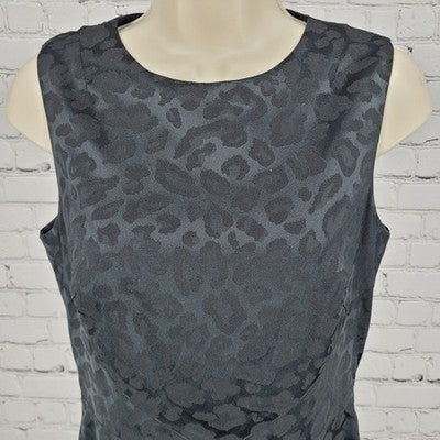 Jay Godfrey Black Leopard Sleeveless Stretch Lined Slit Knee Length Dress 10