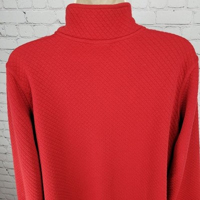 Petite Sophisticate Red Quilted Knit Full Zip Lightweight Unlined Jacket Size PL