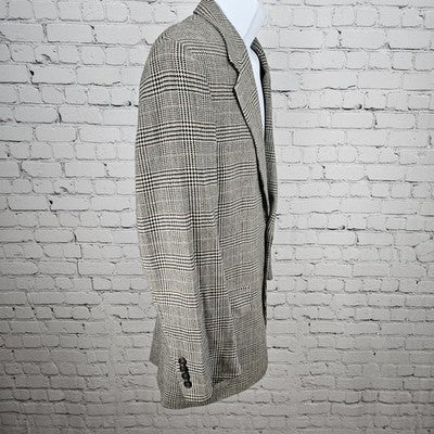 Jos A Bank Black Ivory Wool Cashmere Check 2 Button Notch Blazer Sport Coat 42S