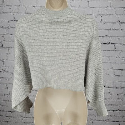 Wilfred Free Grey Wool Linen Blend Knit Crop Dolman Long Sleeve Sweater Small S