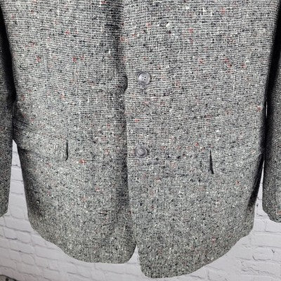 VTG Don Richards Grey Tweed 3 Button Vented Notch Blazer Sport Coat USA 42