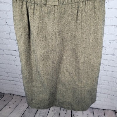 VTG Soda Blu Brown Wool Blend Herringbone Sleeveless Lined Dress USA Medium M